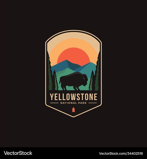 Emblem Patch Logo Yellowstone National Park Vector Image