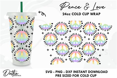 Peace And Love Starbucks Wrap Svg 24oz No Hole Cold