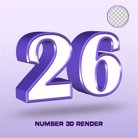 Premium Psd 3d Render Number 26 White Purple Color