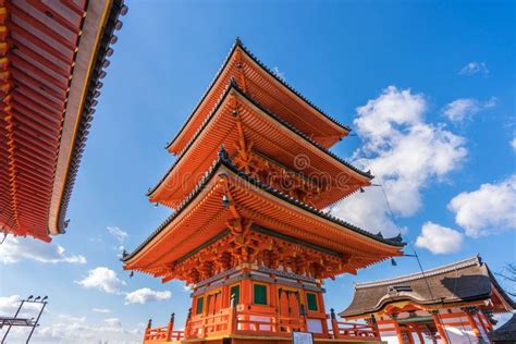 Red Pagoda Beautiful Architecture In Kiyomizu Dera Temple Kyoto Stock