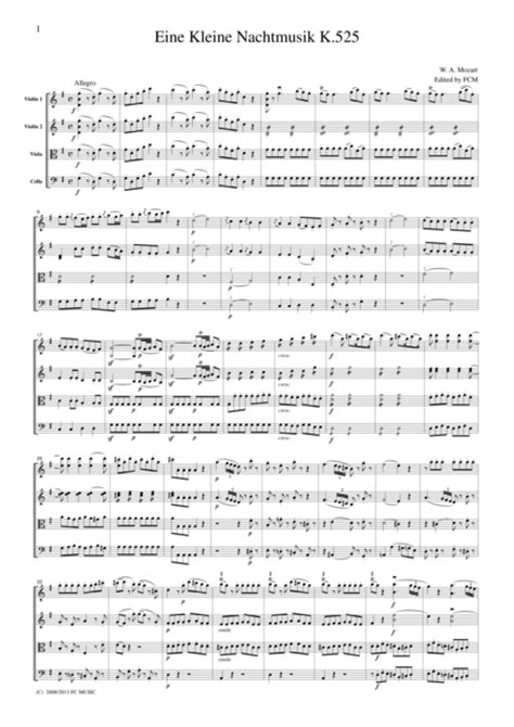 Mozart Eine Kleine Nachtmusik K525 All Mvts For String Quartet