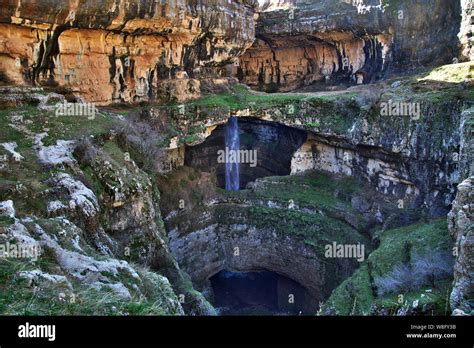 Baatara Gorge Waterfall In Lebanon Stock Photo Alamy
