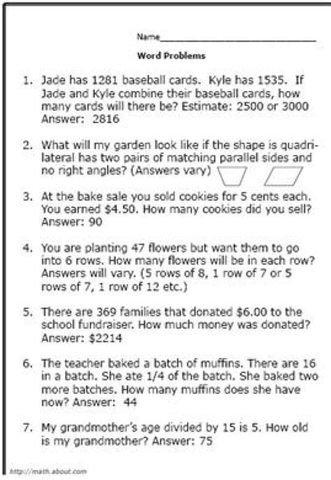 3rd grade problem solving free printable math worksheets for grade 3