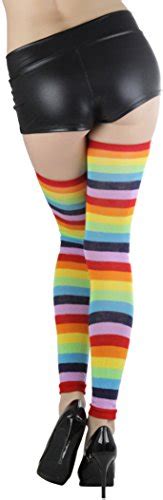 Tobeinstylewomens Rainbow Footless Acrylic Thigh Hi Leg Warmer