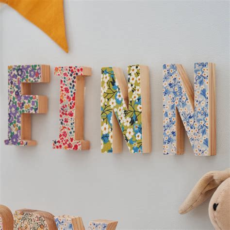 Liberty Print Fabric Wooden Childrens Letters By Bombus