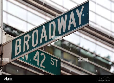 Street Sign On The Corner Of Broadway And 42nd Street In Manhattan