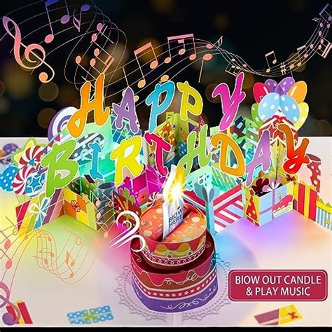 Akeydeco 3d Pop Up Birthday Cardswarming Led Light