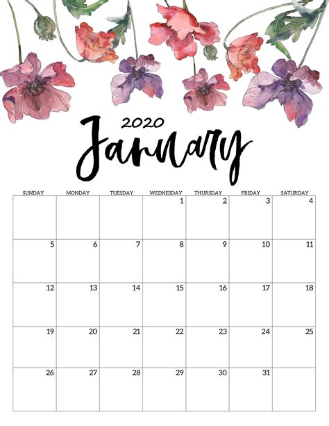 Calendar 2020 January For Student Schedule Free Printable Calendar