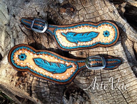Feather Spur Straps Hand Tooled By Tamra At Artevae Leather Spur Straps Cowgirl Accessories