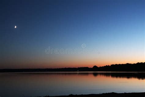 Moon Sunset Lake Stock Photo Image Of Dark Reflection 75822516
