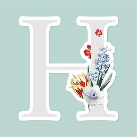 Flower Decorated Capital Letter H Premium Vector Rawpixel