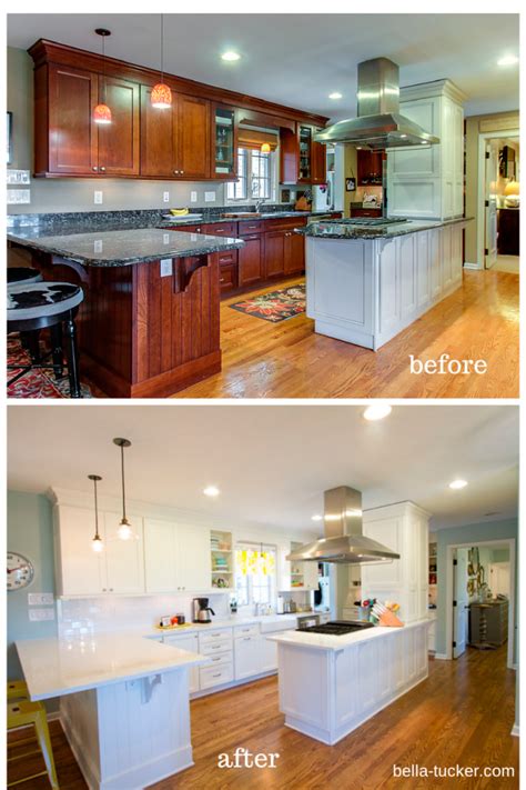 Before you buy new kitchen cabinets. lovable painting oak kitchen cabinets white before and ...