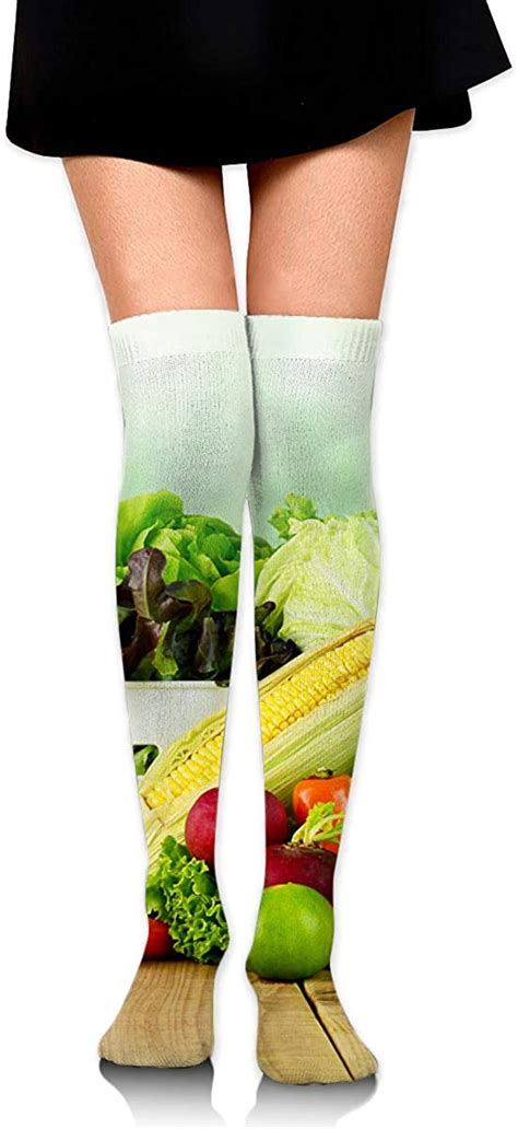 High Elasticity Girl Cotton Knee High Socks Uniform Vegetables Cucumbers Tomatoes