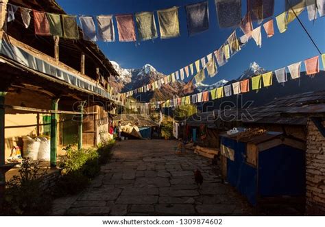 Beautiful Yard Traditional House Ghandruk Village Stock Photo