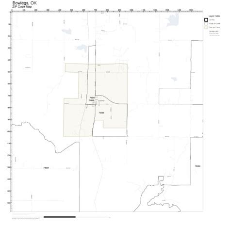 Zip Code Wall Map Of Bowlegs Ok Zip Code Map Laminated Buy Online In