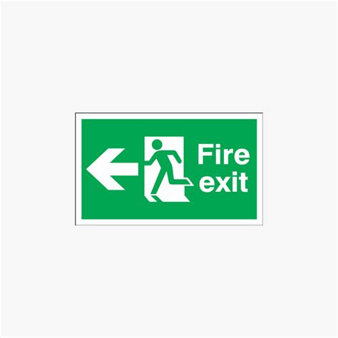Fire Exit Running Man Arrow Left Self Adhesive Plastic 900x300mm Signs