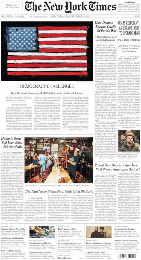 Periódico New York Times USA Periódicos de USA Edición de domingo