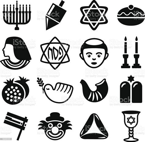 Jewish Holidays Combo Icons Set Stock Illustration Download Image Now