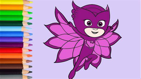 Pj Masks Coloring Book Pages Coloring Owlette Youtube