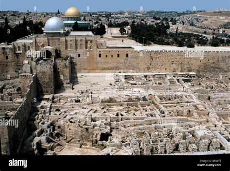 Jerusalem Temple Mount Archeological Excavations Aerial View Stock