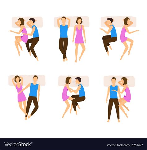 Different Sleeping Poses Couple Set Royalty Free Vector