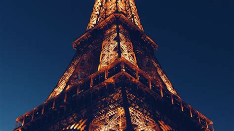 Download Eiffel Tower City Paris Night Architecture 1366x768