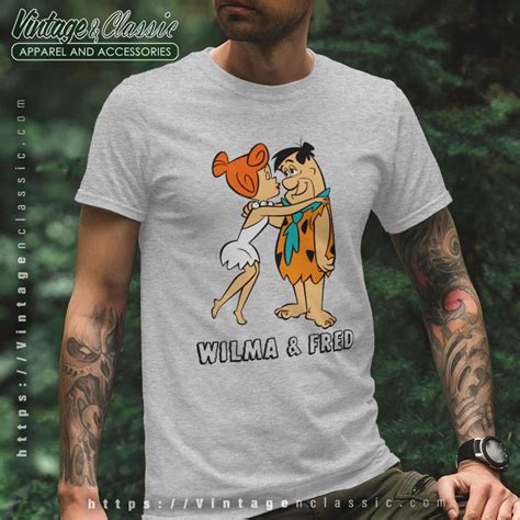 The Flintstones Wilma Kissing Fred Shirt Vintagenclassic Tee