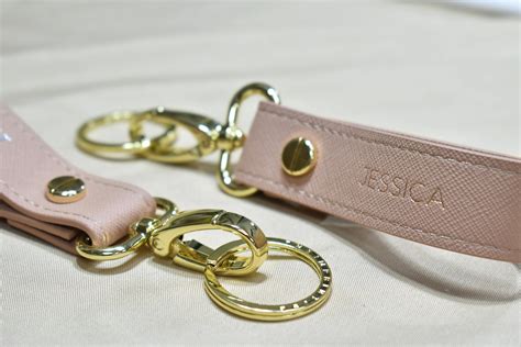 Personalised Saffiano Leather Keychain Nude