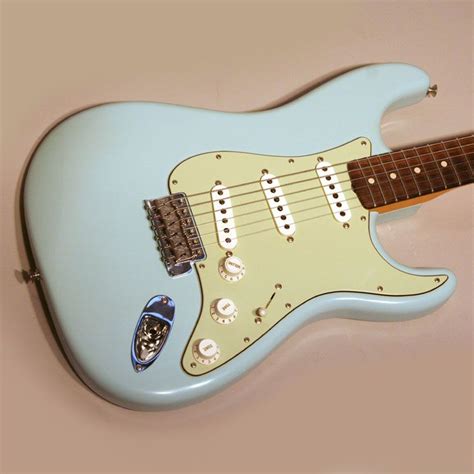 Sonic Blue With Mint Green Pickguard And White Pickups Fender Guitars