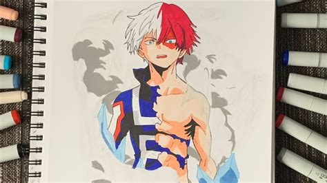 Drawing Shoto Todoroki My Hero Academia Copic Markers Youtube