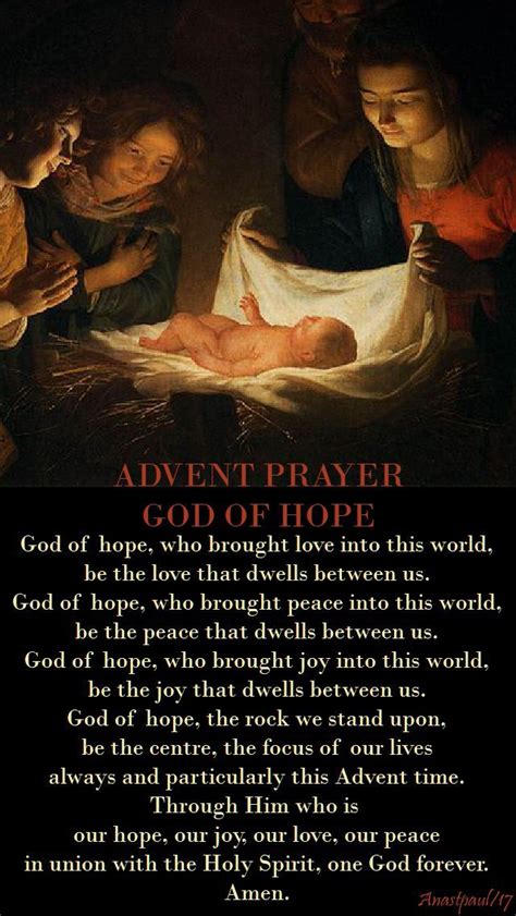 Advent Prayer God Of Hope God Of Hope Who Brought Love Into This