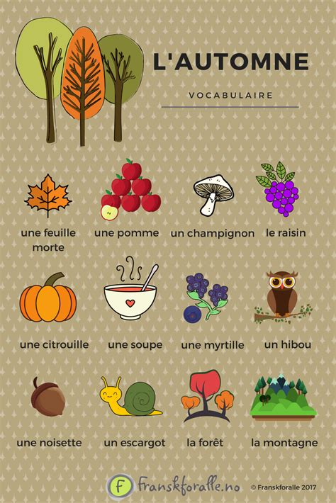 Le vocabulaire de l'automne | French language lessons, French education ...