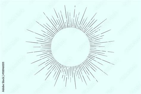 Light Rays Sunburst And Rays Of Sun Linear Drawing Vintage Hipster