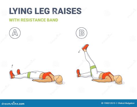 Lying Leg Lifting With Resistance Band Exercise Illustration Colorful Concept Of Girl Doing