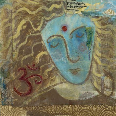 Om Portrait Mixed Medium Painted Portrait Of A Blue Woman In
