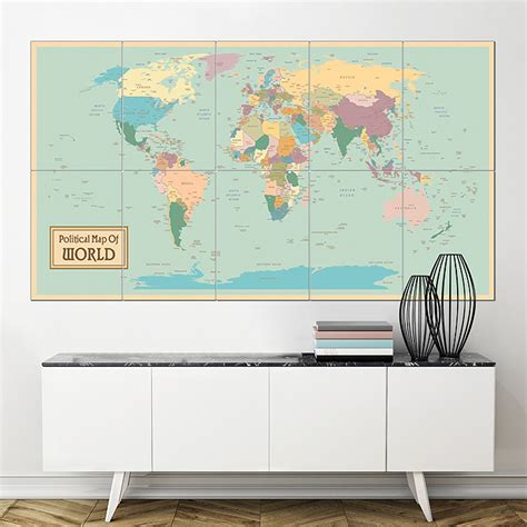 Political Map Of World Block Giant Wall Art Poster