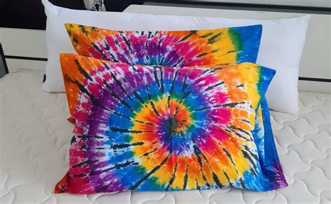 2 Pcs Colorful Tie Dye Pillowcase Rainbow Spiral Tie Dye Etsy