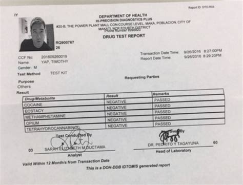 Negative Printable Drug Test Results Form