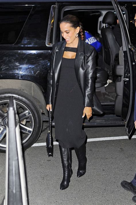 Anitta Wearing A Leather Jacket Body Hugging Midi Dress Leather Bag
