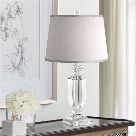 vienna full spectrum traditional table lamp 25 high crystal body gray tapered drum shade for