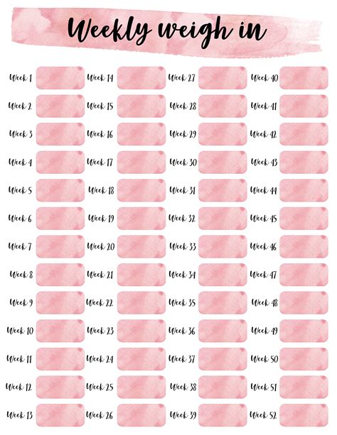 Weekly Weight Loss Tracker Printable Weight Loss Chart Etsy Images