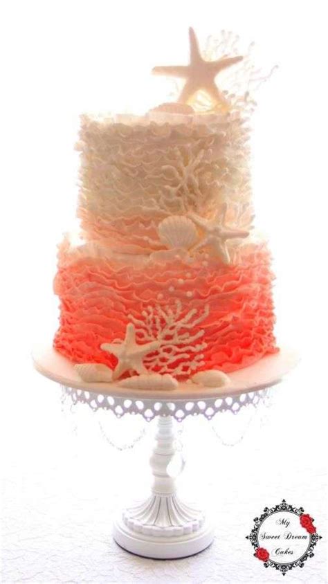 Wedding Cakes In Living Coral Color Arabia Weddings