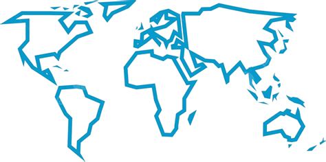 Blue World Map With Thick Outlines Divided Into Six Continents Vector