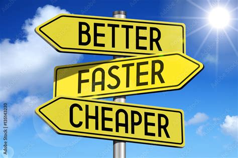 Better Faster Cheaper Yellow Roadsign Ilustración De Stock Adobe
