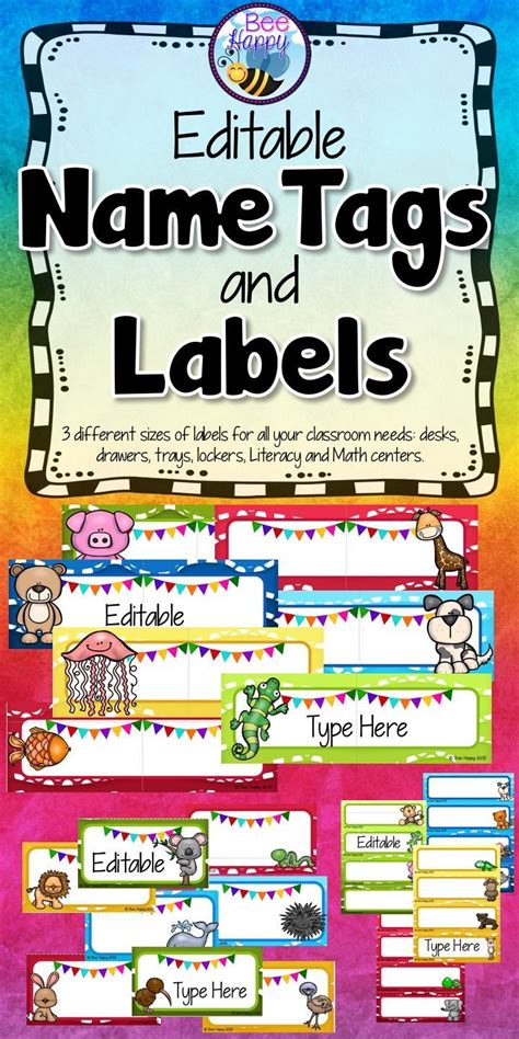 Editable Name Tags And Labels Animals Name Tags Preschool Names