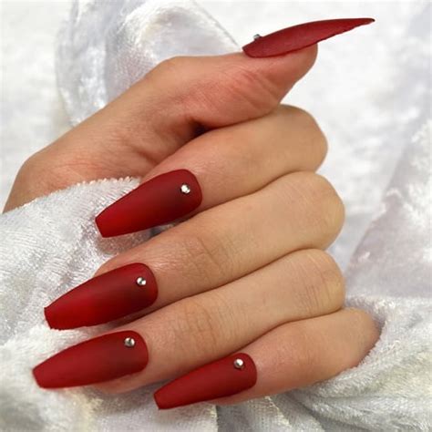 cute acrylic nails coffin red