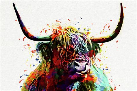 Highland Cow Watercolor Art Print Painting By Nikolay Radkov Pixels
