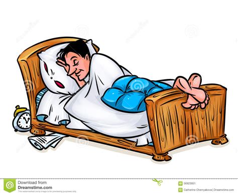 Man Asleep In Bed Cartoon Illustration Stock Illustration Image 56923951