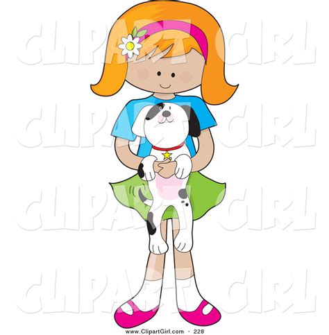 Clip Art Of A Cute Little Red Haired Caucasian Girl With A