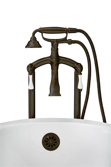 Vintage Floor Mount Tub Filler Faucet In Oil Rubbed Bronze With